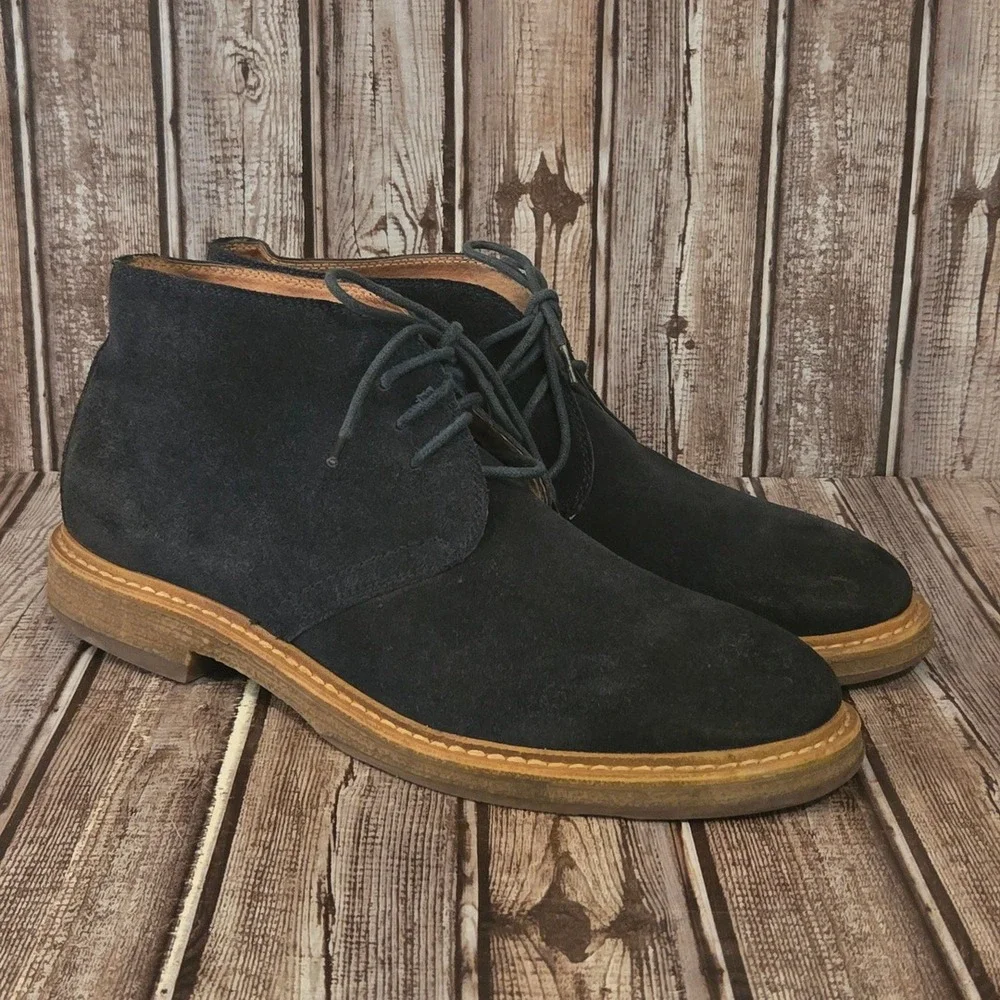 Sz 10.5 M Mens 1901 Navy Blue Suede Leather Chukka Desert Cushioned Boots VGUC